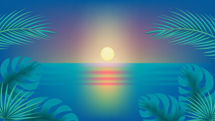 Sunset in the beach illustration