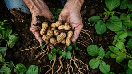 Harvesting Peanuts in a Field