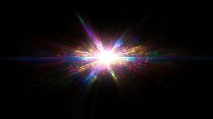 Vivid Rainbow Light Burst Explosion - Abstract Background with Bright Colorful Rays and Glowing Center