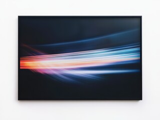 Abstract Light Streaks in Dark Background Modern Wall Art Print in Black Frame