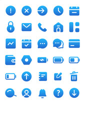 icons set UI app library pack fill blue gradient for ui