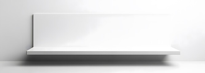 A clean, white podium with a flat top and smooth surface, set against a bright white backdrop for product presentation