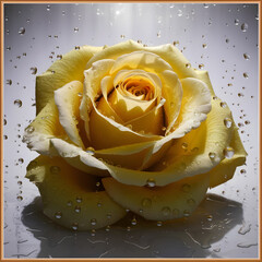 yellow rose with rain droplets
