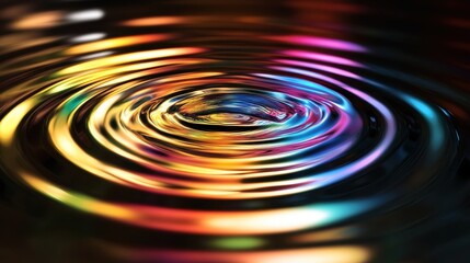 Abstract Vibrant Ripples Colorful Liquid Surface with Iridescent Concentric Circles - High-Resolution Stock Photo