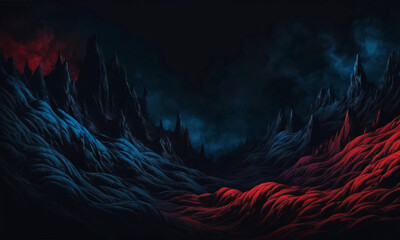 abstract background, landscape and sky in red and blue tone