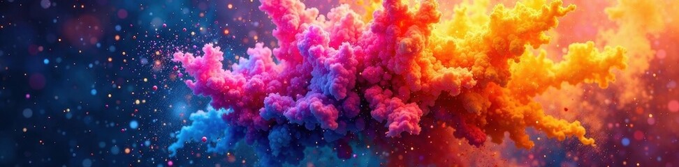 Fototapeta premium Vibrant powder cloud bursts, colorful explosion , vivid, element