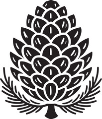 Pine Cone Silhouette Vector Icon Illustration - Nature-Inspired Graphic Design

