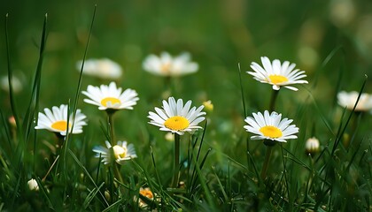 daisies blooming in green grass