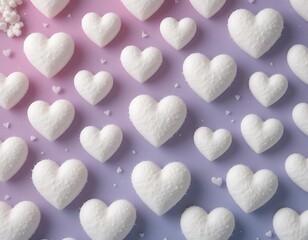 Obraz premium White hearts arranged on a purple background
