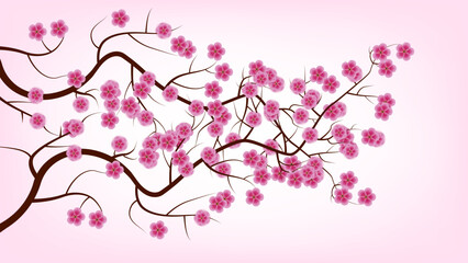 Ping flower blossom with pink and white gradient mesh abstract background