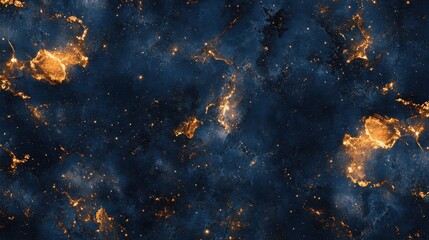 Stunning Cosmic Nebula Seamless Texture of Deep Space with Golden and Blue Hues, Abstract Starry Night Background for Design