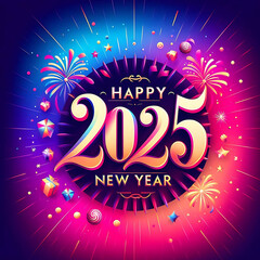 Vibrant New Year Celebration 2025 Illustration