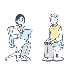 医師に相談するシニア男性のイラスト素材