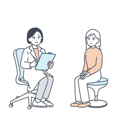 医師に相談する若い女性のイラスト素材