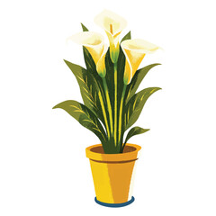 Vector Illustration of Calla Lily - Fresh, Vibrant Flowers for Nature-Inspired Designs, Spring Themes, Floral Decor, and Modern Botanical Projects