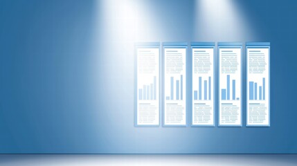 Obraz premium Modern Office Space with Business Reports on Display Walls