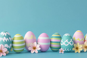 Fototapeta premium easter eggs on green background