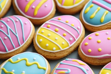 Colorful Easter Sugar Cookies with Icing Patterns for Spring Celebrations