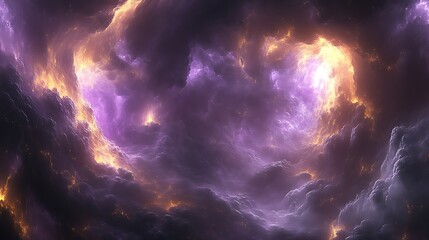 Naklejka premium Abstract Cosmic Nebula With Purple And Orange Hues