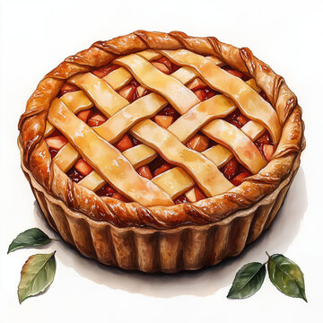baked apple pie with lattice crust clip art preview