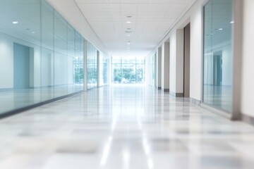 Obraz premium Modern Office Corridor with Glass Walls