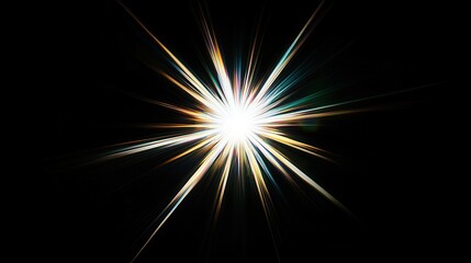 Vibrant Starburst Light Rays Explosion on Black Background Abstract Energy, Power, and Speed Concept