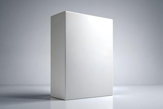 Minimalist blank cereal box mockup, Product packaging cardboard box isolated on gray background