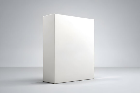 Minimalist blank cereal box mockup, Product packaging cardboard box isolated on gray background