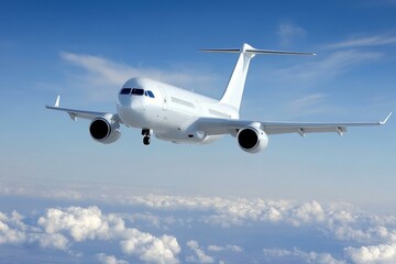 Fototapeta premium White Airplane Soaring Above Clouds