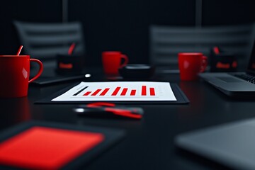 Obraz premium Modern conference room with data presentation materials.