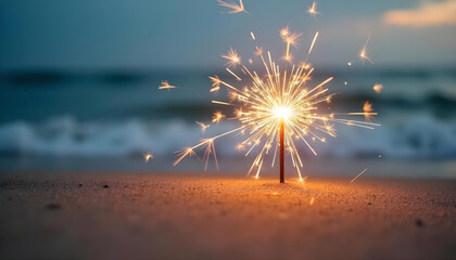 2025 new year beach firework
