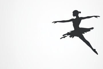 Naklejka premium A graceful silhouette of a ballerina performing a pirouette, her arms and legs extended in perfect form, surrounded by faint abstract swirls symbolizing motion and elegance. 