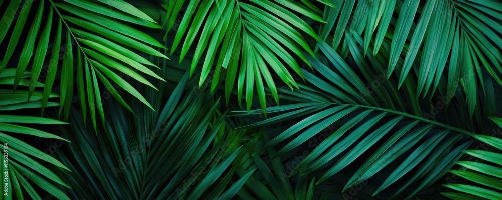 Poster greenery palms idea. vibrant green palm leaves creating a lush tropical background for various desig