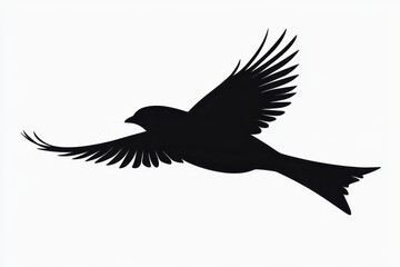 Obraz premium A striking silhouette of a bird in mid-flight with wings fully spread, set against a soft gradient sky, highlighting the grace and freedom of avian life through sharp and clean linework. 