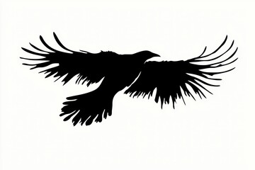 Obraz premium A striking silhouette of a bird in mid-flight with wings fully spread, set against a soft gradient sky, highlighting the grace and freedom of avian life through sharp and clean linework. 