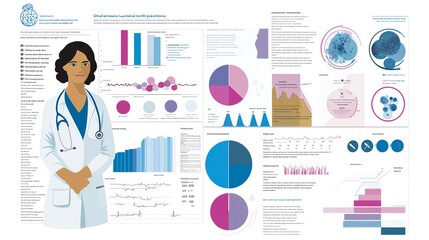 Infographic chart covering Oncology with focus on clinical skills and patient assessment--ar 16:9