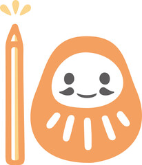 達磨　だるま　ダルマ　受験　勉強　応援　イラスト素材