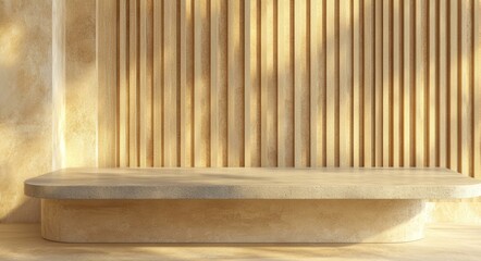 Beige Wooden Display Podium for Product Showcase