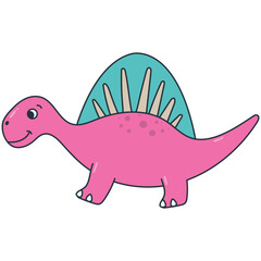 Illustration of Cute Dinosaurs. Vector Cartoon Character on White Background