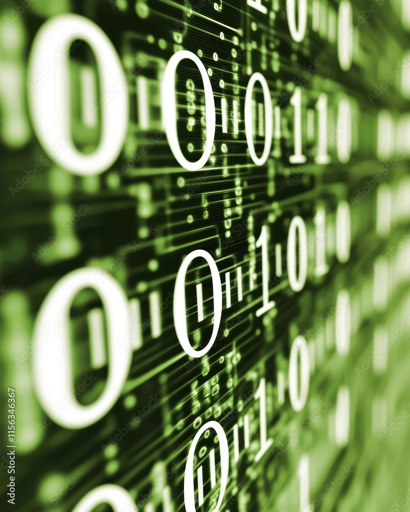 Poster abstract green binary code background for digital technology themes