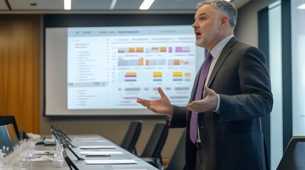 Businessman giving a presentation in a modern office