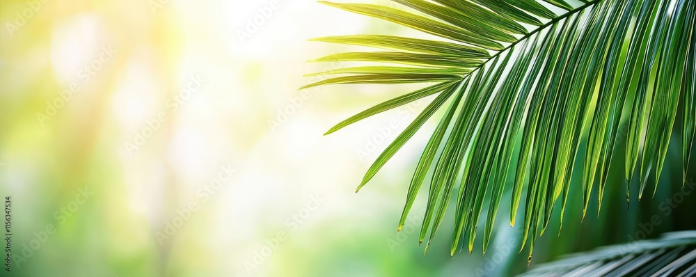 Aufkleber greenery palms idea. lush green palm leaves creating a serene tropical atmosphere with soft sunlight