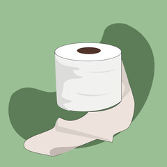 White empty toilet paper rolls stand and lay.