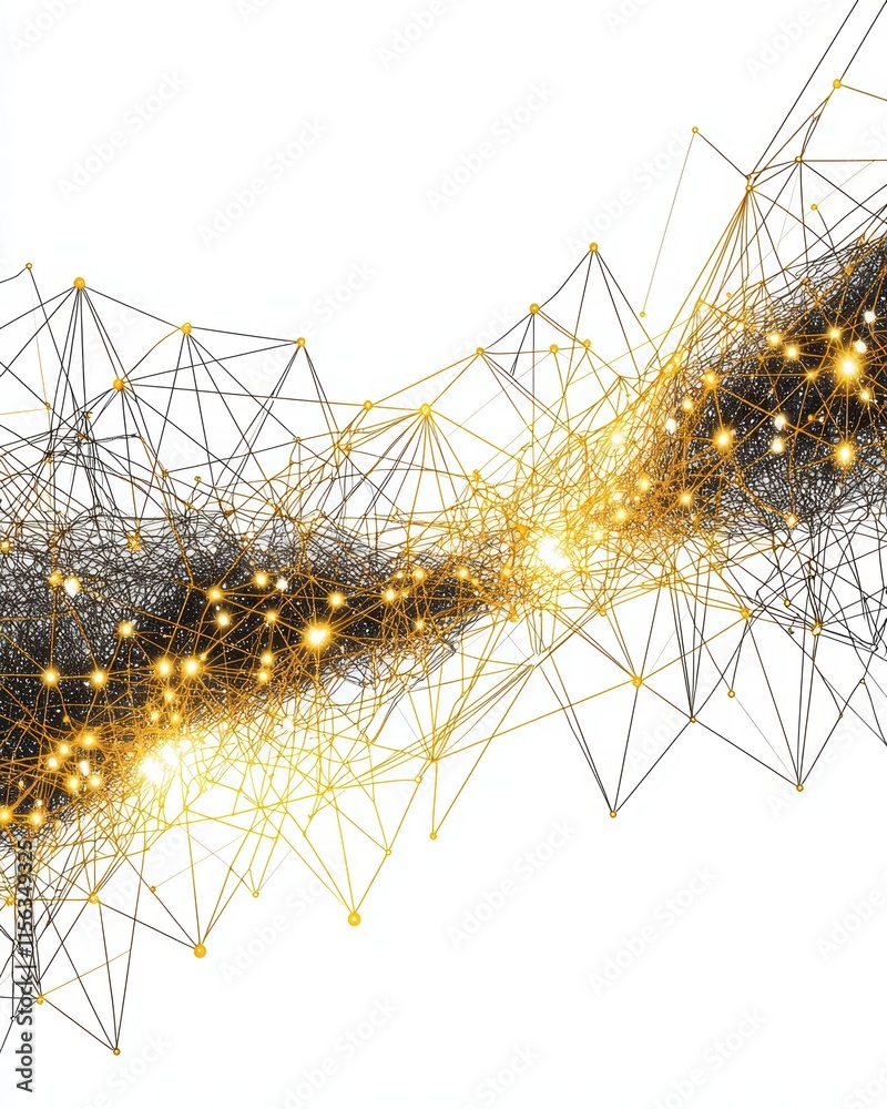 Poster abstract network connection with bright nodes and lines design