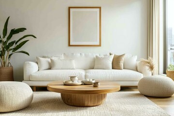 Naklejka premium Modern Minimalist Living Room Interior Design