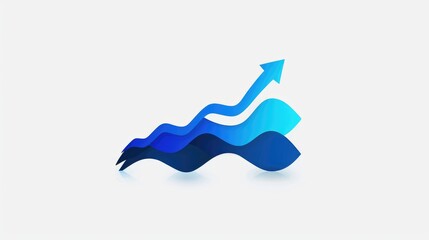 Obraz premium A stylized graphic of rising waves with an upward arrow, symbolizing growth and progress.