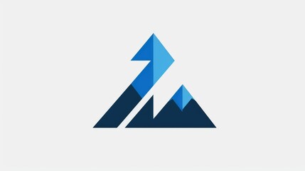 Abstract mountain logo featuring geometric shapes in shades of blue and dark colors.