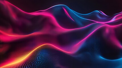 Obraz premium Colorful abstract neon waves creating a dynamic and futuristic digital art piece with vibrant flowing patterns.
