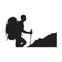 Fototapeta premium Hiking man Silhouettes. hiker with rucksacks and backpack silhouette.