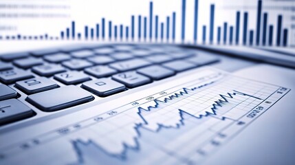 Financial Analysis with Business Graphs and Charts on Keyboard